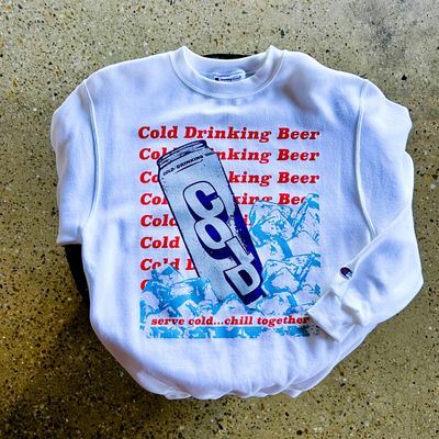 Cold Drinking Beer Crewneck Sweatshirt, Size: XS