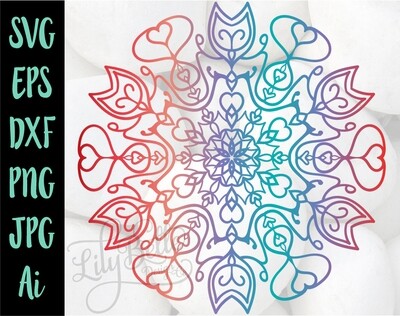 Tulip &amp; Hearts Mandala
