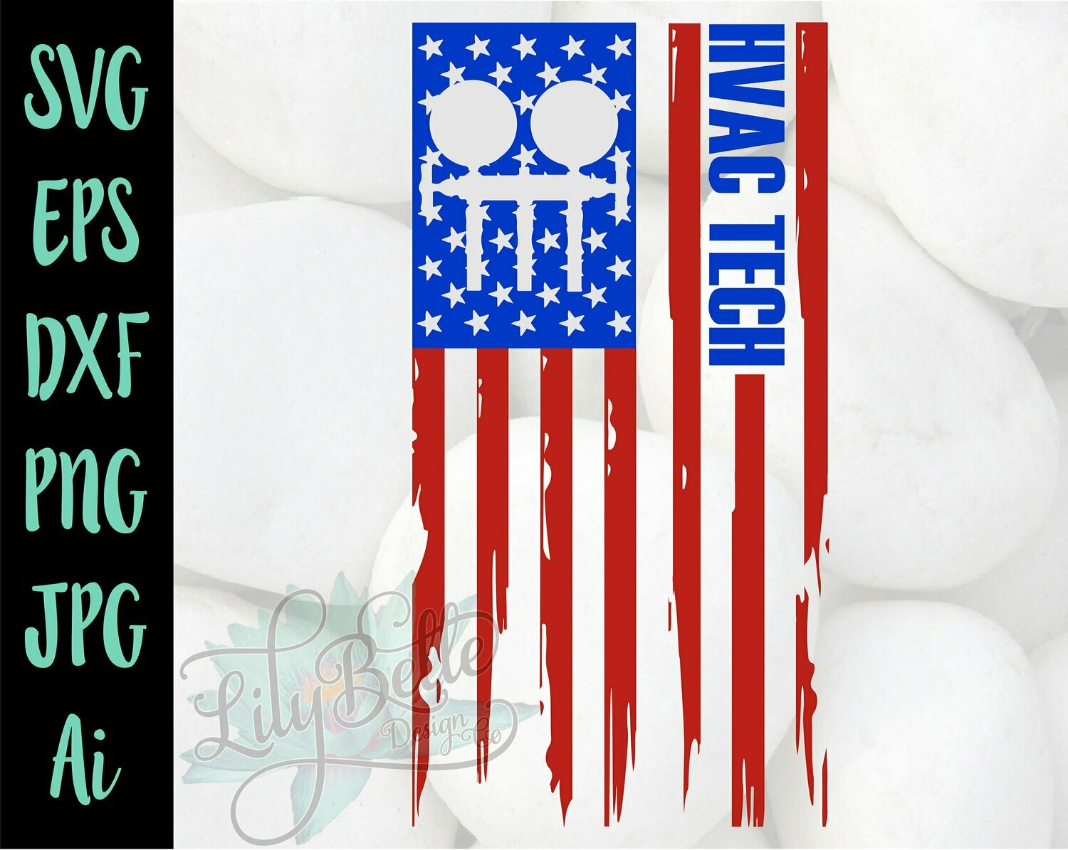 HVAC Tech American Distressed Flag SVG