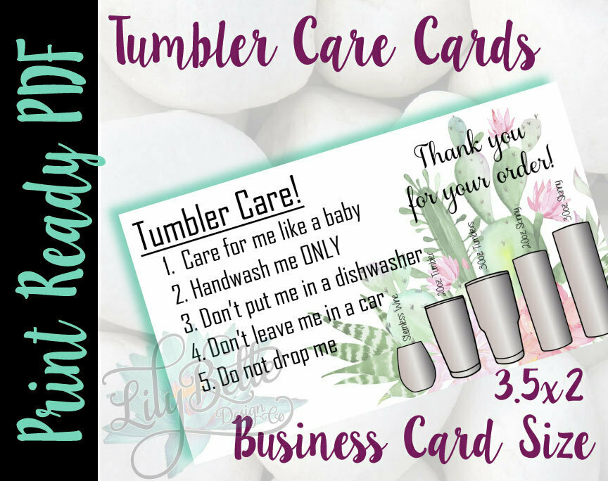 Tumbler Care Business Cards - Cactus Background
