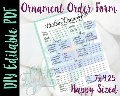 Ornament DIY Editable Order Form PDF