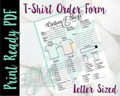 T-Shirt Print Ready Order Form in PDF & JPG Style 1