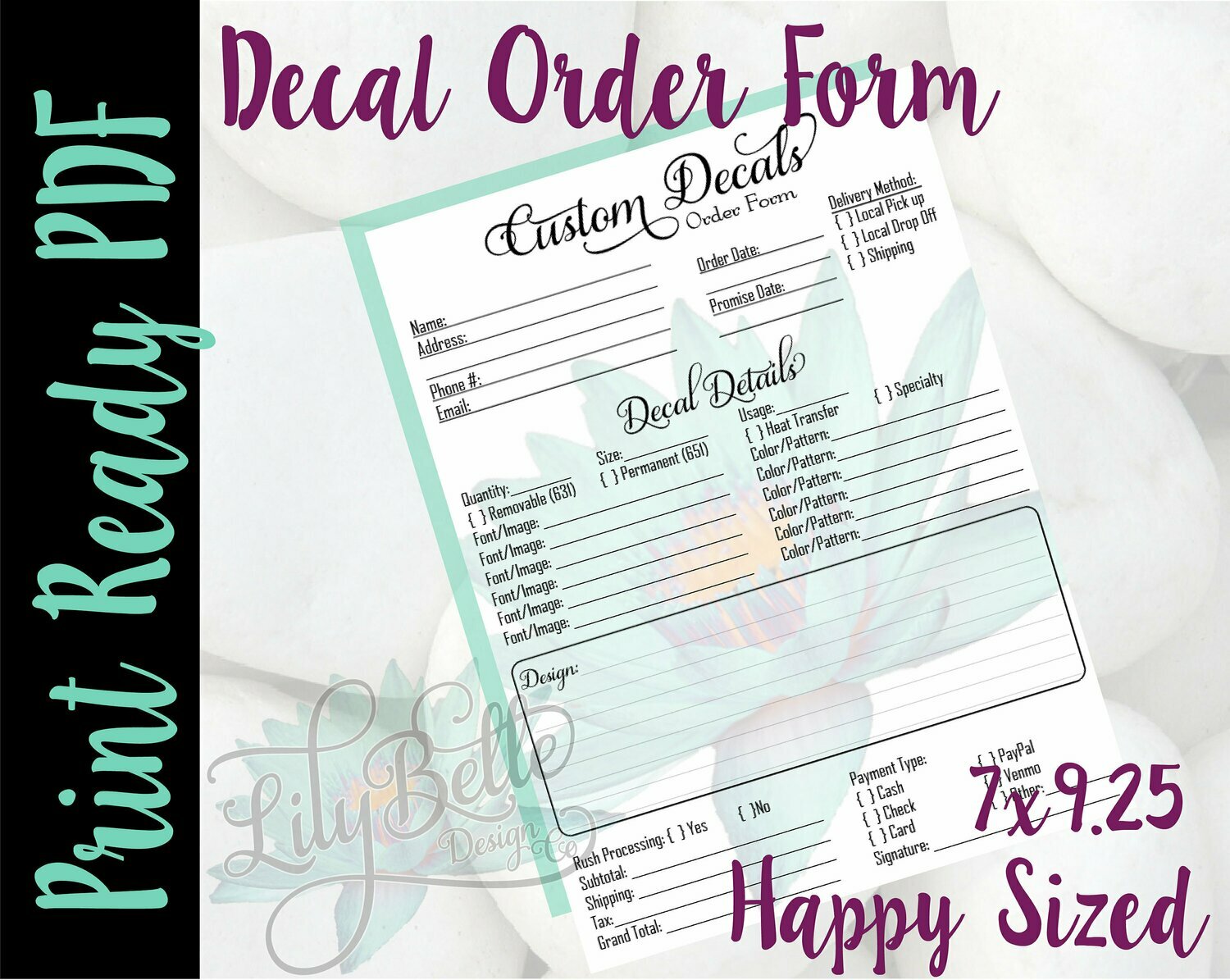 Decal Order Form for those Classic Happy Planners in PDF