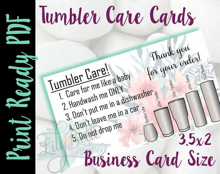 Tumbler Care Business Cards - Pink Bouquet Background