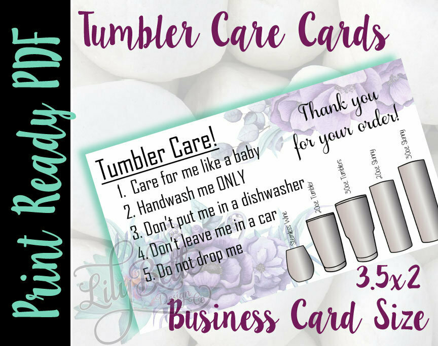 Tumbler Care Business Cards - Purple Top & Bottom Background