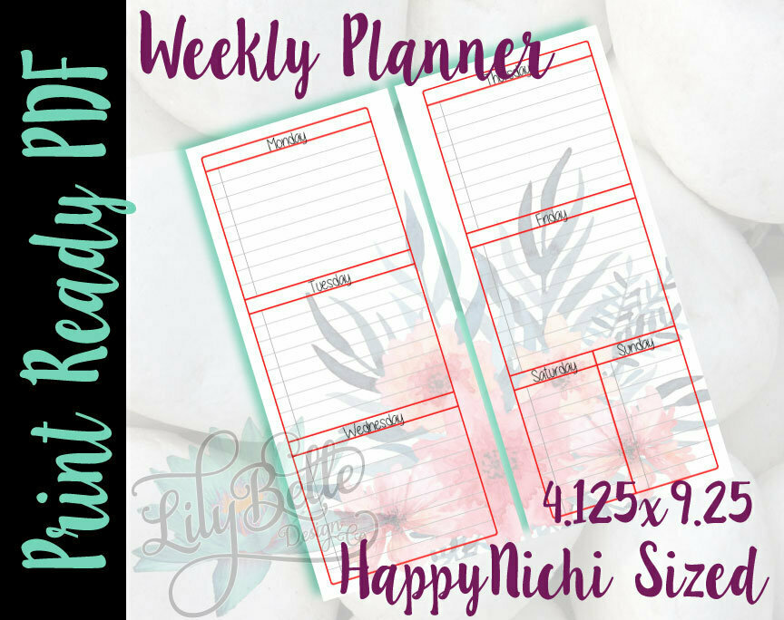 Weekly Planner PDF - Pink Red Floral Background