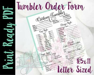 Tumbler Order Form PDF - Pink Butterflies