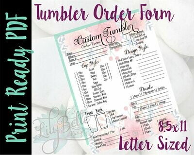 Tumbler Order Form PDF - Pink Top & Bottom Background