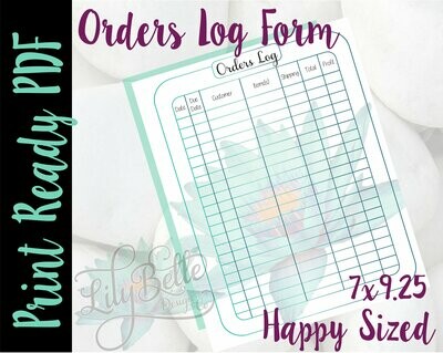 Order Log Tracker PDF perfectly sized for those Classic Happy Planners