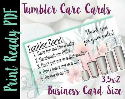 Tumbler Care Business Cards - Pink Bouquet Background