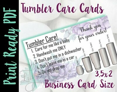 Tumbler Care Business Cards - Purple Top &amp; Bottom Background