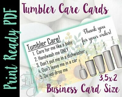 Tumbler Care Business Cards - Yellow Sunflowers Background