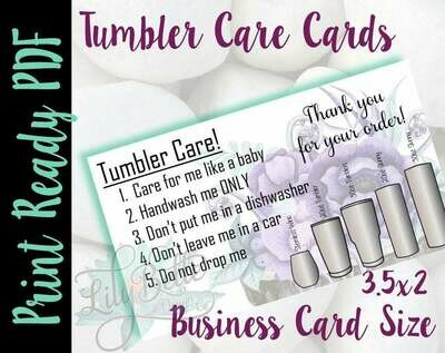 Tumbler Care Business Cards - Purple Bouquet Background