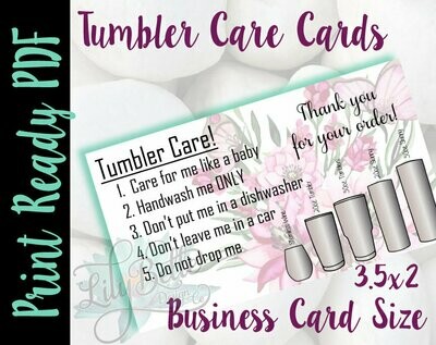 Tumbler Care Business Cards - Pink Butterflies Background