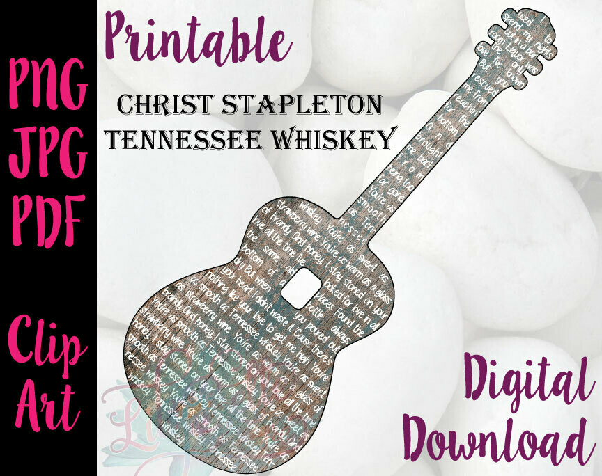 Chris Stapleton - Tennessee Whiskey Lyrics in a guitar shape