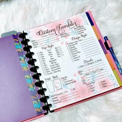 Tumbler Order Form PDF - Pink Top &amp; Bottom Background