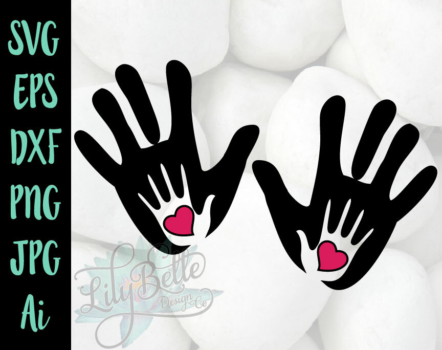 Download Mom And Baby Handprints With Offset Svg