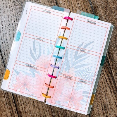 Weekly Planner PDF - Pink Red Floral Background