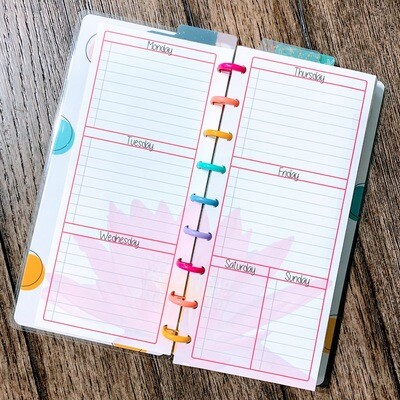 Weekly Planner PDF -  Pink Waterlily Background