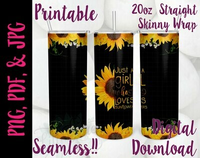 Sunflower Girl 20oz Tumbler Wrap