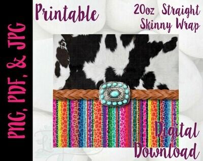 Cowhide Serape 20oz Tumbler Wrap