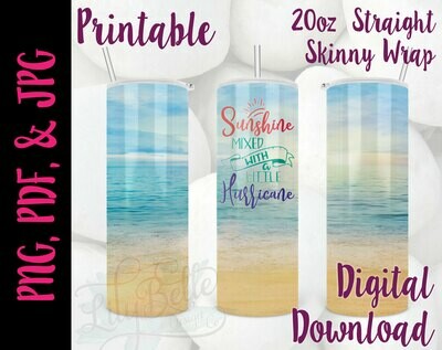 Sunshine Hurricane Beach 20oz Tumbler Wrap