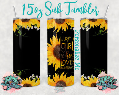 Sunflower Girl 15oz Tumbler Wrap