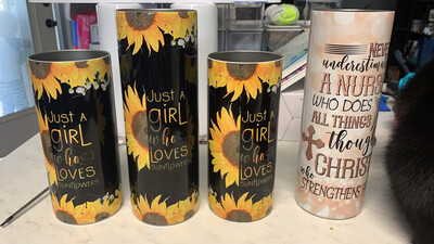 Sunflower Girl 15oz Tumbler Wrap