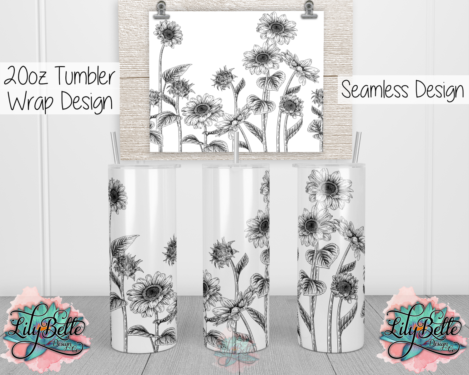 Floral Tumbler Wrap Flower Floral Seamless Wrap Sublimation Designs -  Skinny Tumbler 20oz Design - Digital Download - Seamless Design - PNG