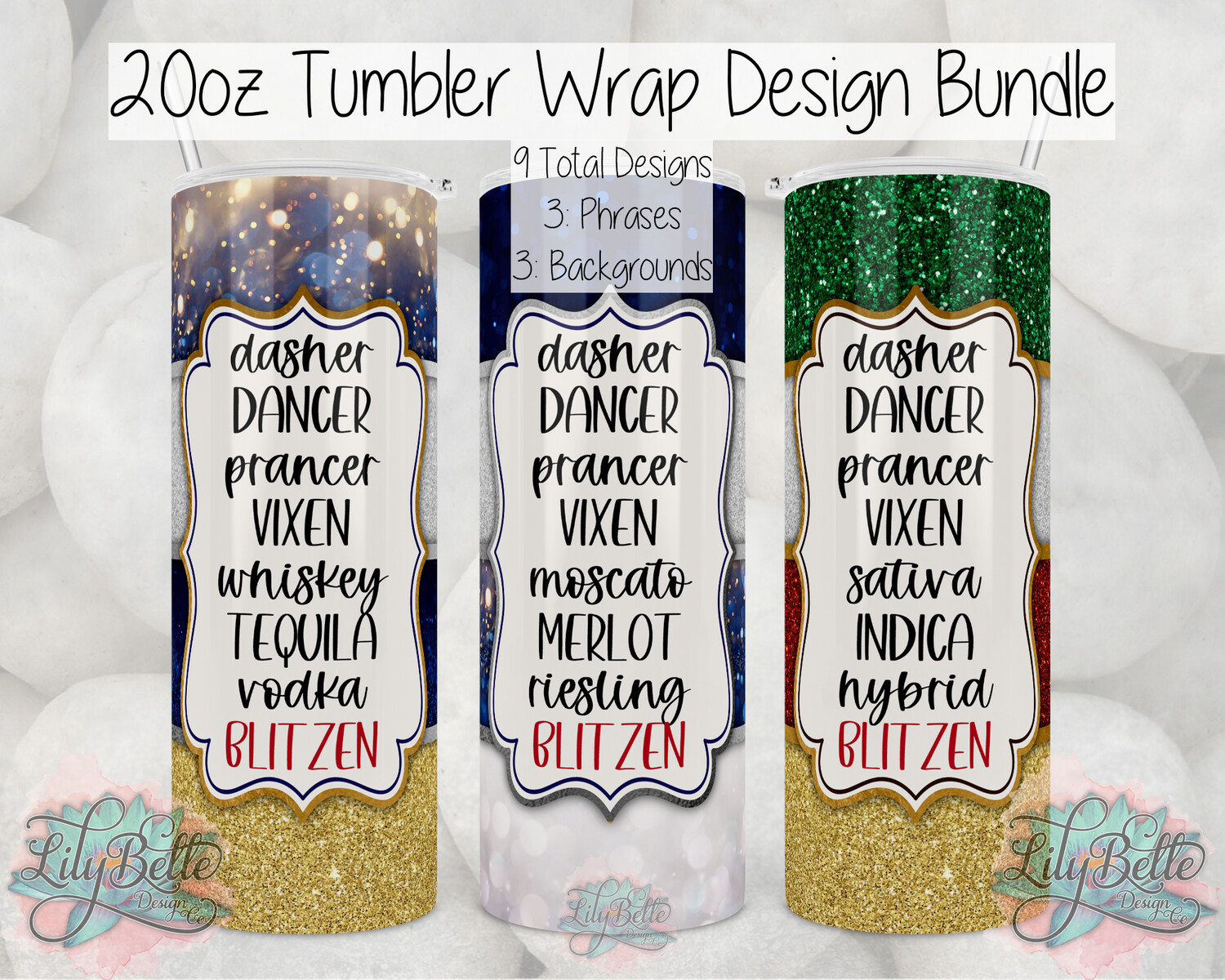 Wine Weed or Whiskey Christmas Label Bundle 20oz Tumbler Sublimation Wrap Digital Design