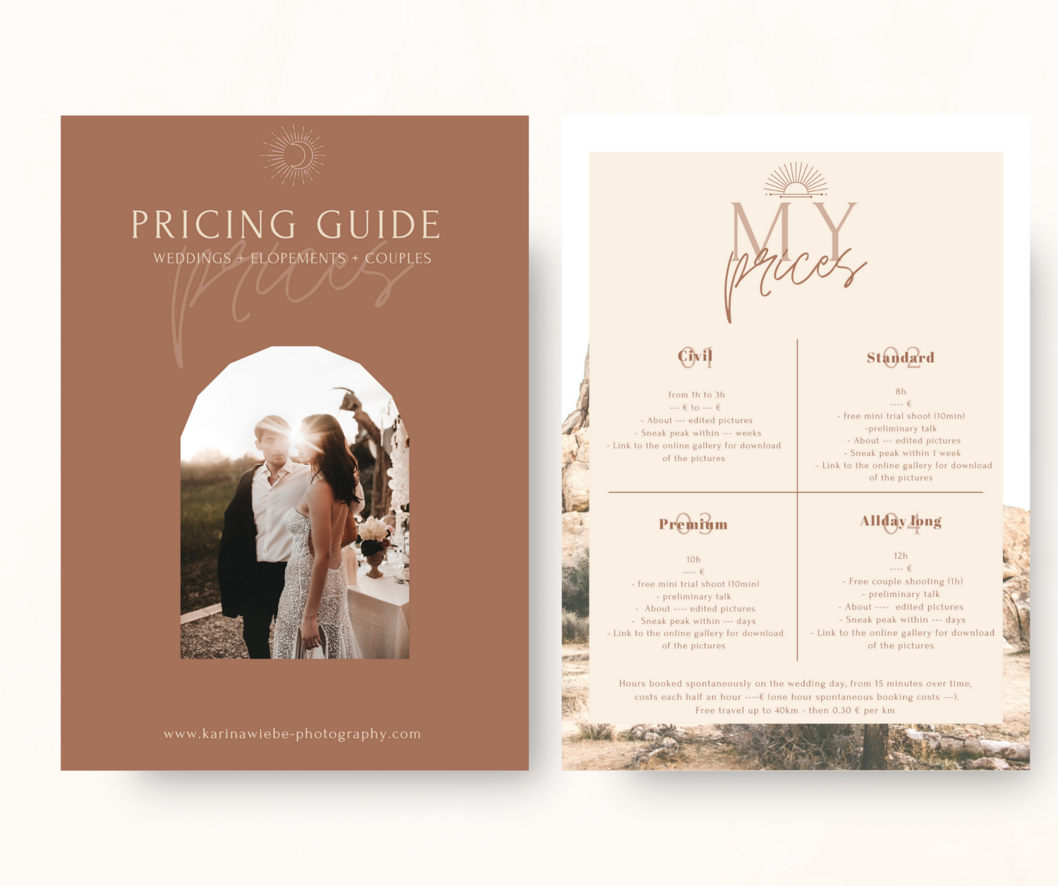 CANVA Wedding Photography Pricing List Guide Template