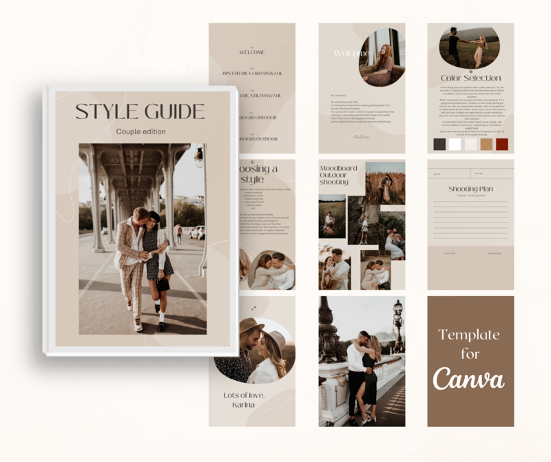 Couple shooting Style Guide, what to Wear, Canva Template