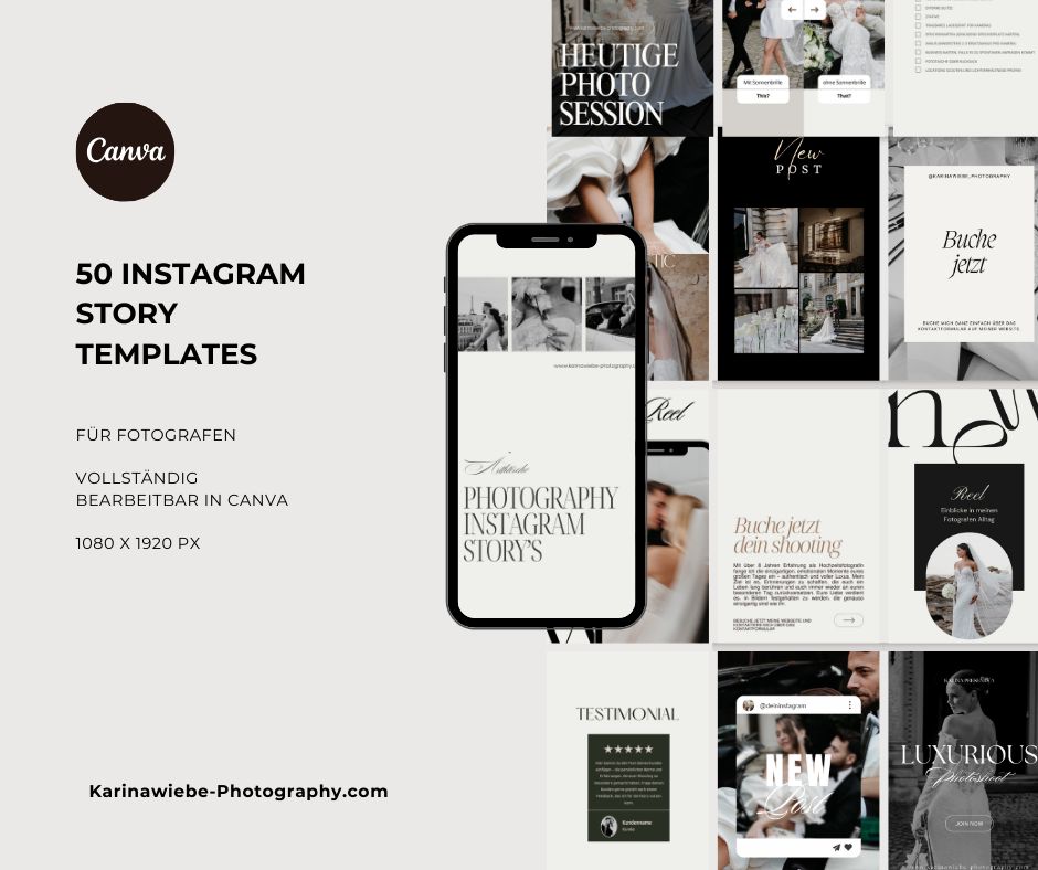 50 Instagram Story Canva Vorlagen für Fotografen