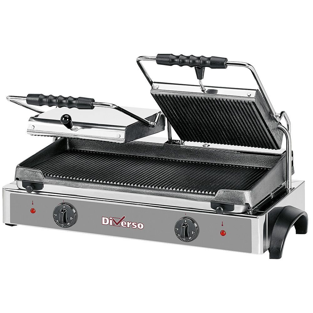 Elektrische panini grill DUBBEL, geribde platen type WR-GR82-62 Elektrische panini grill DUBBEL, geribde platen type WR-GR82-62