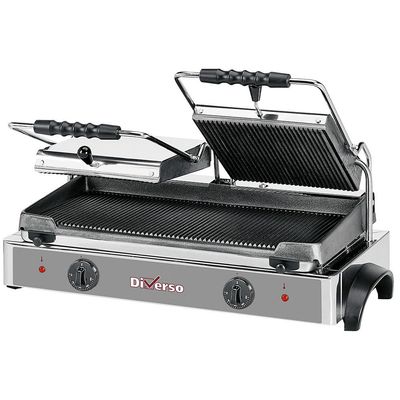 Elektrische panini grill DUBBEL, geribde platen type WR-GR82-62