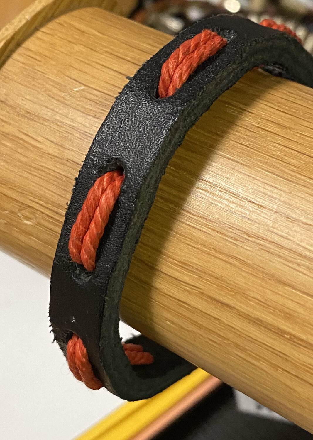 Men’s Black Red Rope Leather Bracelet