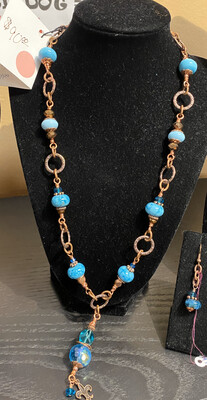 DK Copper Mine Hans Blown Glass Beads Copper Necklace 