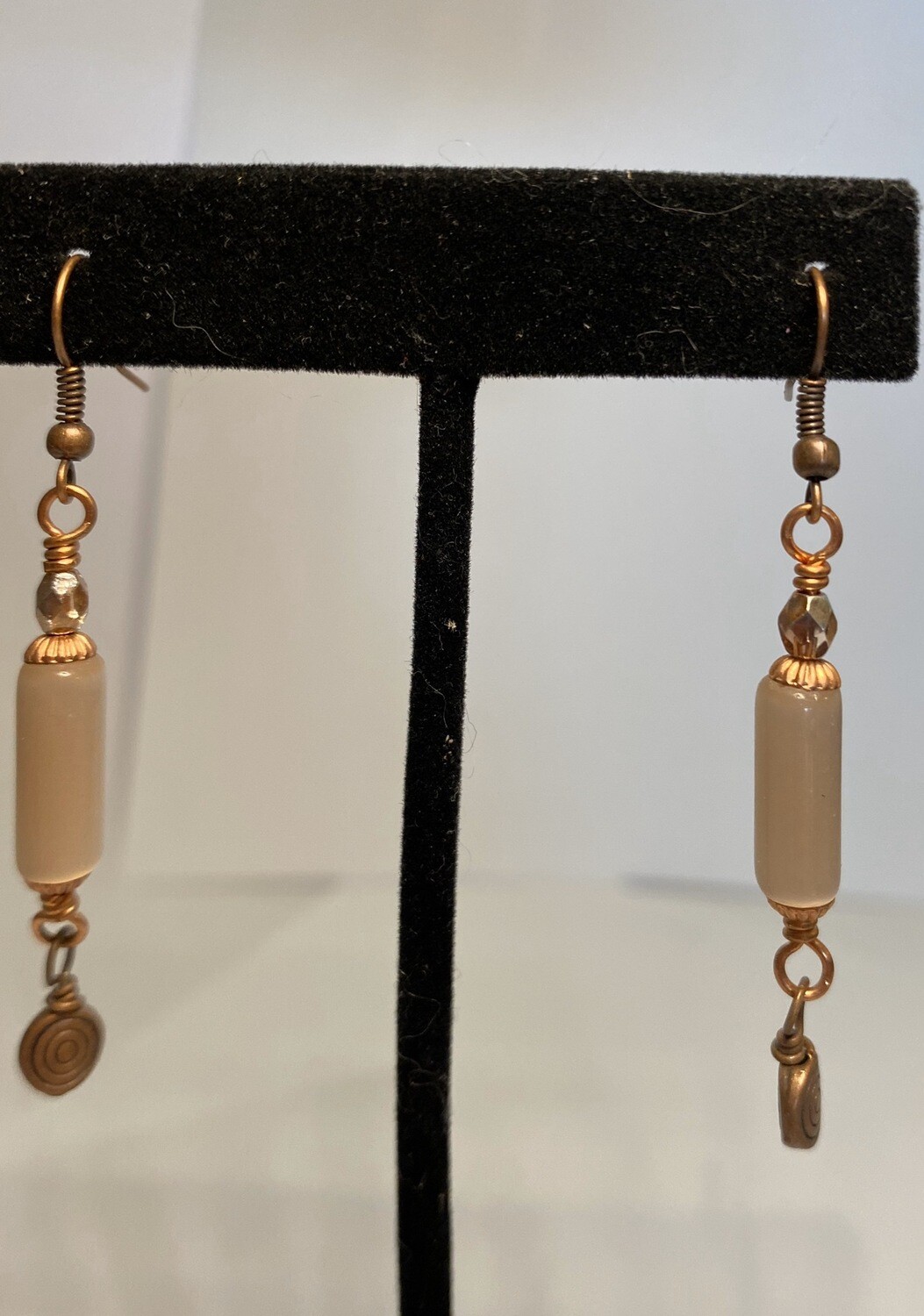 DK Copper Glass Pearl w Infinity Symbol Charm