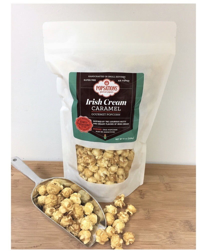 Popsations Irish Cream Popcorn 8 oz Bag. 
