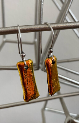 A&A1 Kiln Fired Drop Earrings. Only One In Glowing Orange. 1. 1/2 “Drop