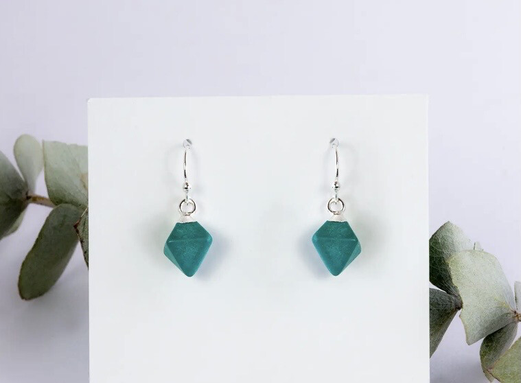 WA Diamond Drops Ear Ring Silver Turquoise