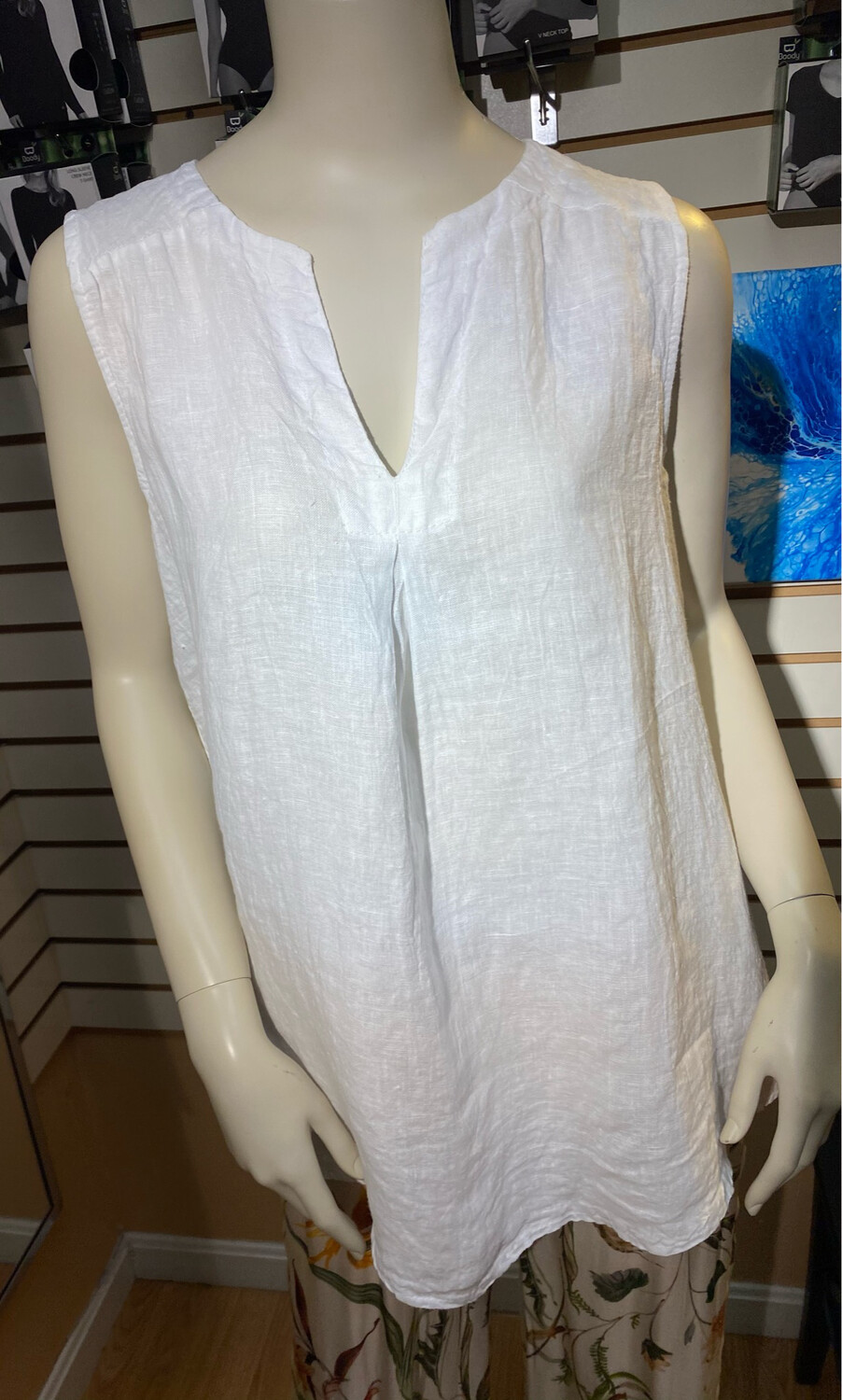 Made In Italy Linen Tank Tunic White L