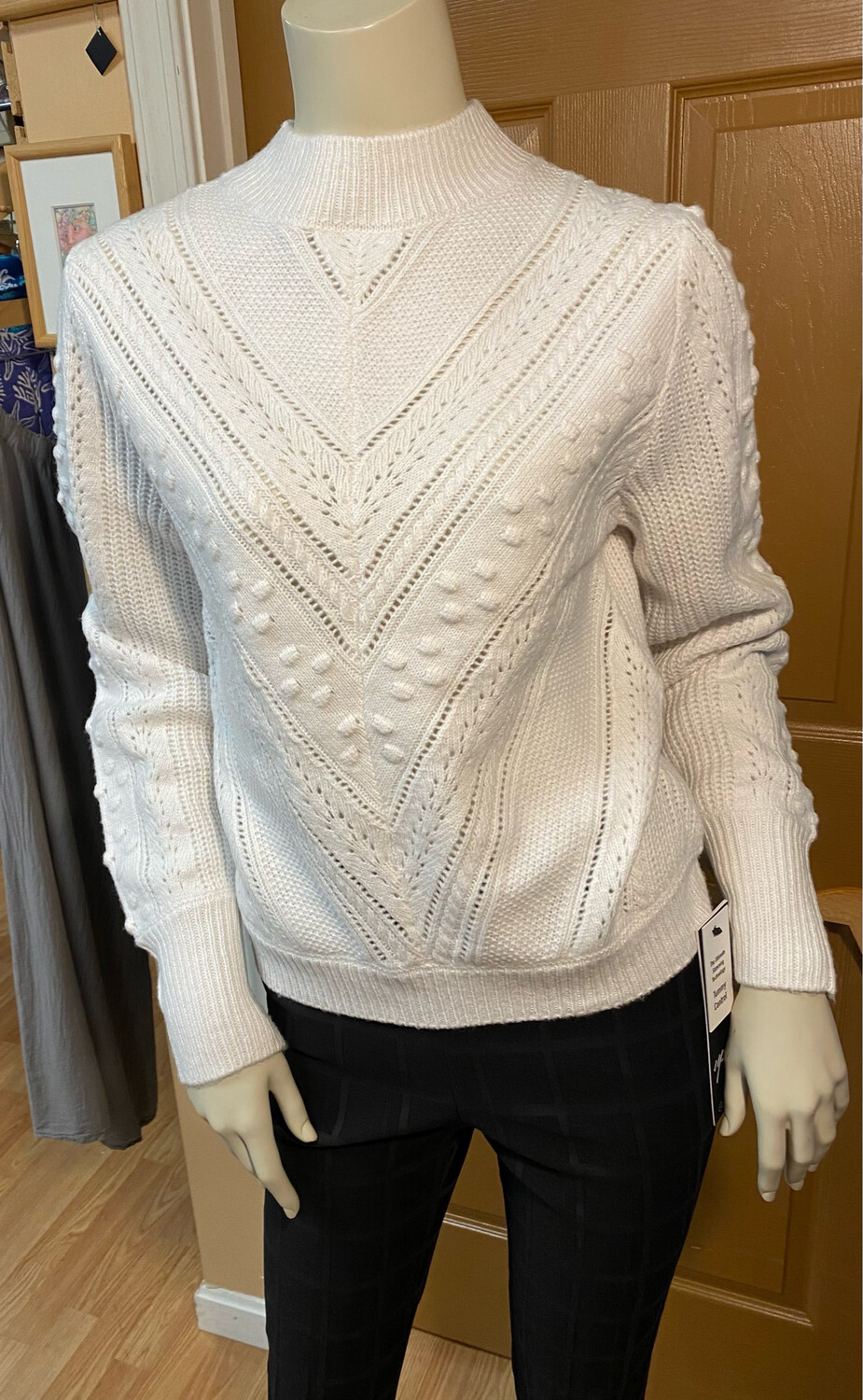Apricot Cable Knit Sweater Cream XS