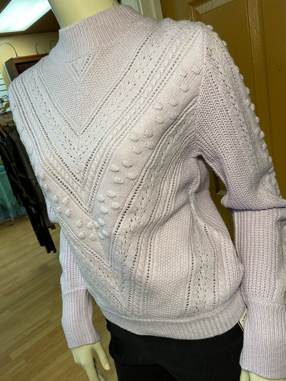 Apricot Cable Knit Sweater Lilac S