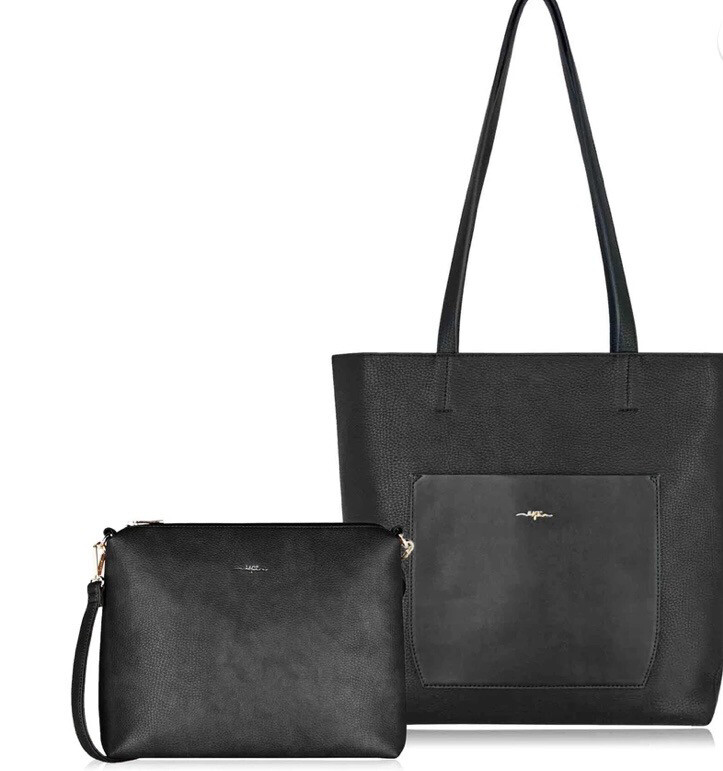 E S Tote Bag With Matching Side Bag Black