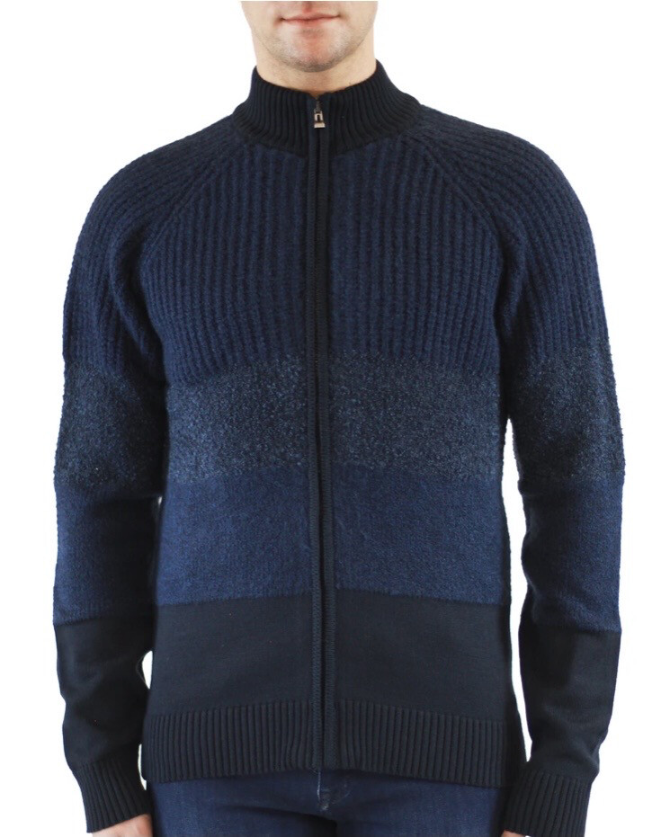 Luchiano Sweater Zip Up Color Block Navy M