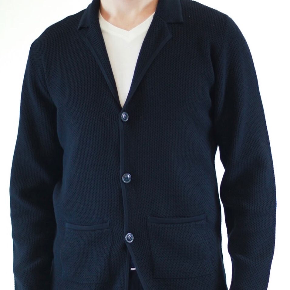 Luchiano Sweater Button Up Navy L