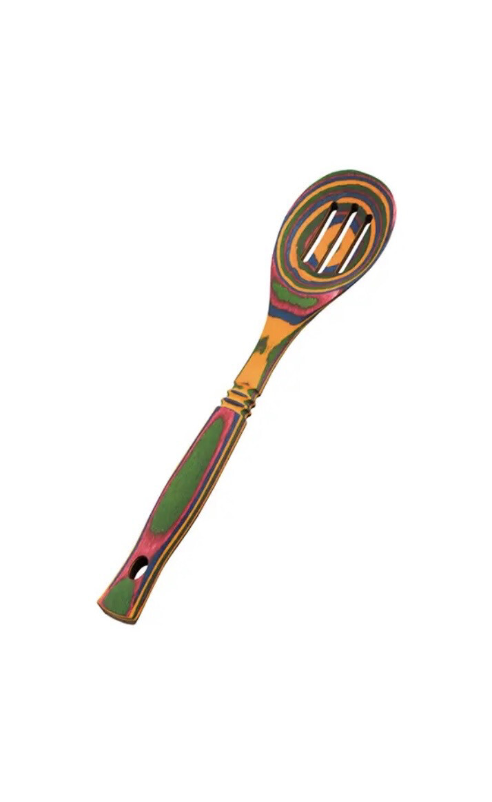 Bamboo 12 Inch Rainbow Slotted Spoon