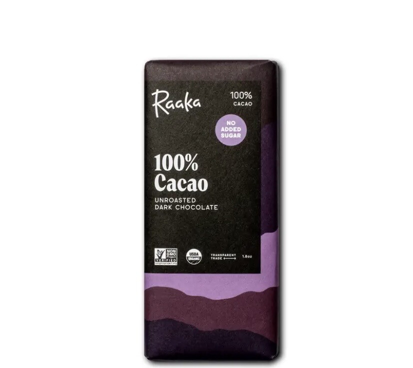 Raaka 100 Percent Cacao Unroasted Dark Chocolate