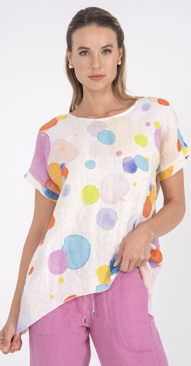Dolcezza Linen Top Colorful Bubbles XL